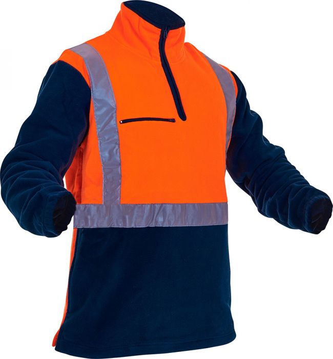 Pan Products-Caution Hi-Vis D/N 1/2 Zip Fleece Tunic-Discount Workwear NZ