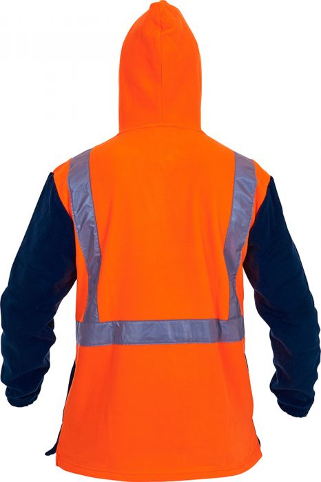 Pan Products-Caution Hi-Vis D/N 1/2 Zip Fleece Hoodie-Discount Workwear NZ