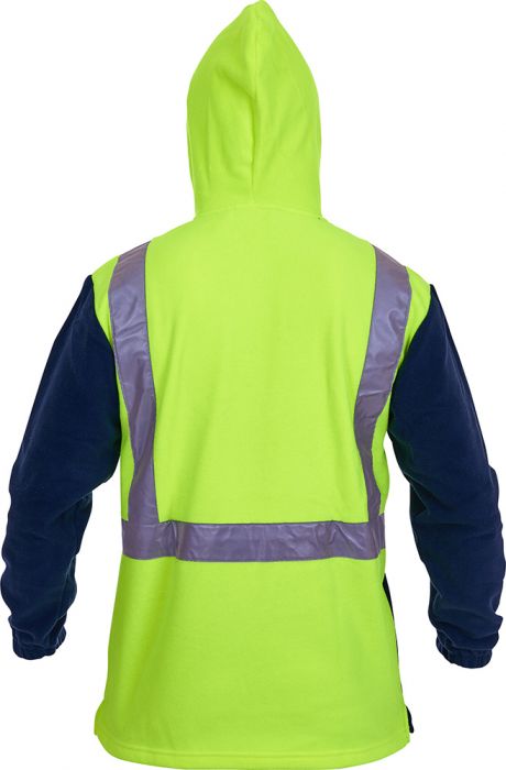 Pan Products-Caution Hi-Vis D/N 1/2 Zip Fleece Hoodie-Discount Workwear NZ