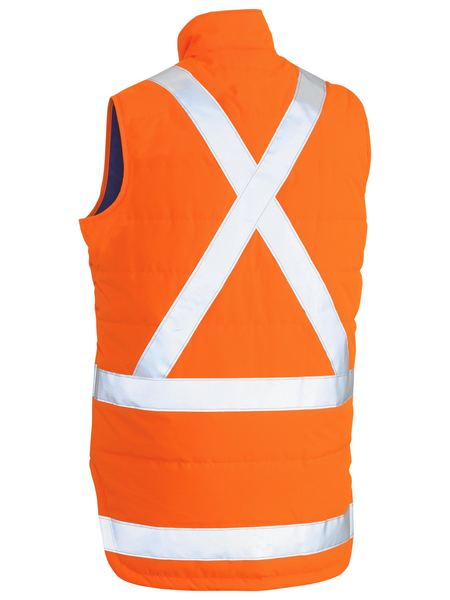 Bisley-Bisley Taped Hi Vis Puffer Vest With X Back-Discount Workwear NZ