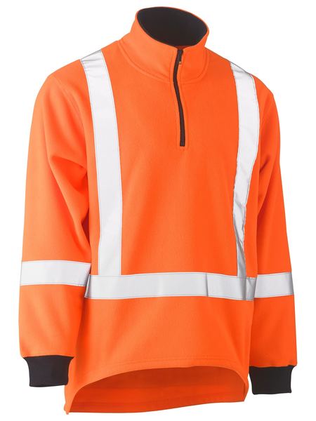 Bisley-Bisley Taped TTMC Hi Vis Polar Fleece Jumper With X Back-Discount Workwear NZ