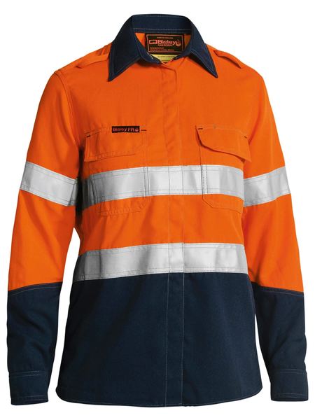 Bisley-Bisley Women's Tencate Tecasafe Plus 700 X Taped Hi Vis TTMC FR Vented Shirt-Discount Workwear NZ