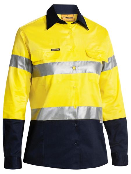 Bisley-Bisley Womens Taped Hi Vis Drill Shirt-Discount Workwear NZ