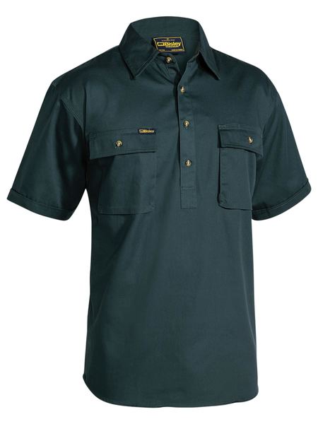 Bisley-Bisley Closed Front Drill Shirt - Short Sleeve-Discount Workwear NZ