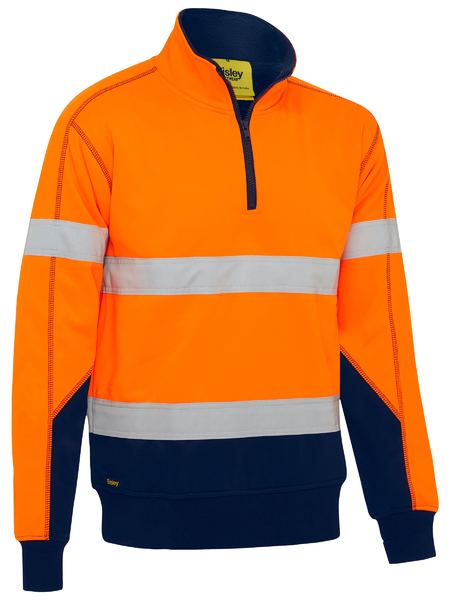 Bisley-Bisley Taped Two Tone Hi Vis Contrast Stretchy 1/4 Zip Pullover-Discount Workwear NZ