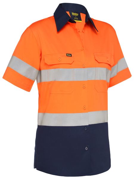 Bisley-Bisley Womens Taped Hi Vis Cool Lightweight Drill Shirt-Discount Workwear NZ