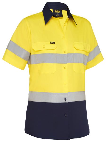 Bisley-Bisley Womens Taped Hi Vis Cool Lightweight Drill Shirt-Discount Workwear NZ