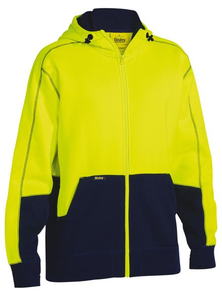 Bisley-Bisley Hi Vis Zip Front Fleece Hoodie-Discount Workwear NZ