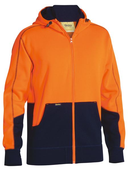 Bisley-Bisley Hi Vis Zip Front Fleece Hoodie-Discount Workwear NZ