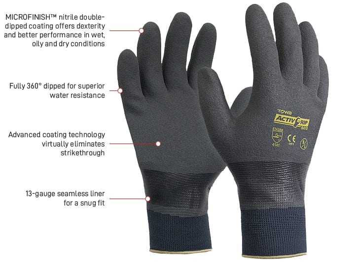 Esko Safety-Towa ActivGrip 503 HD Nitrile dipped glove with MICROFINISH coating-Discount Workwear NZ