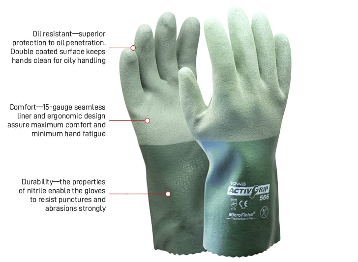 Esko Safety-Towa ActivGrip Nitrile chemical glove on poly/cott with MICROFINISH-Discount Workwear NZ