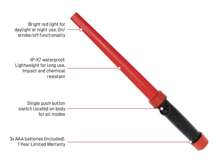 Esko Safety-LED Traffic Wand Red-Discount Workwear NZ