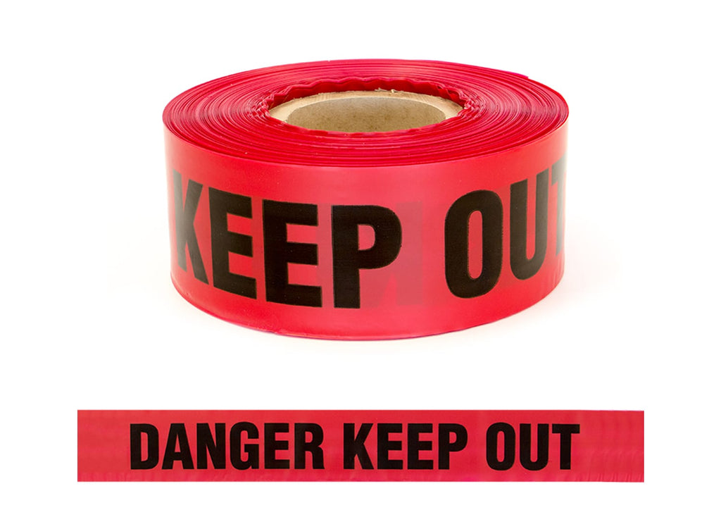 Esko Safety-Barrier Warning Tape "DANGER KEEP OUT" Black on Red, 75mm x 250m-Discount Workwear NZ