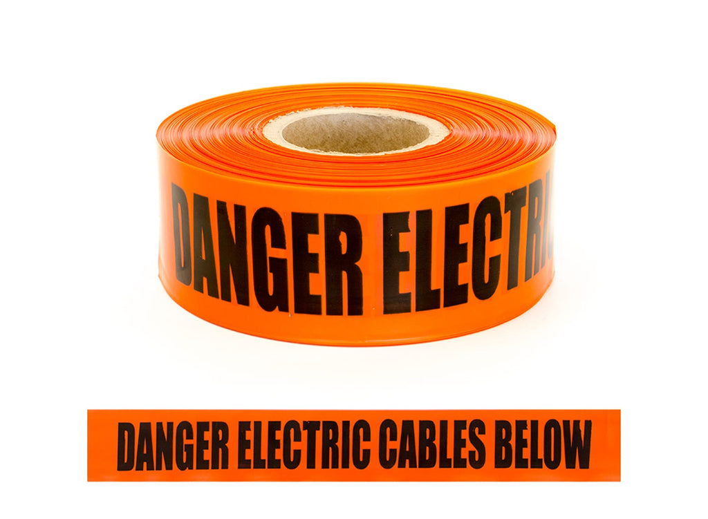 Esko Safety-Trench Warning Tape, "DANGER ELECTRICAL CABLE", Bik/Orange, 75mm x 250m-Discount Workwear NZ