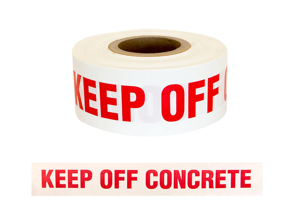 Esko Safety-Barrier Warning Tape "KEEP OFF CONCRETE" Red on White, 75mm x 250m-Discount Workwear NZ