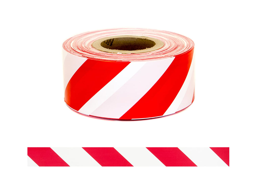 Esko Safety-Barrier Warning Tape "CHEQUER" Red on White, 75mm x 250m-Discount Workwear NZ