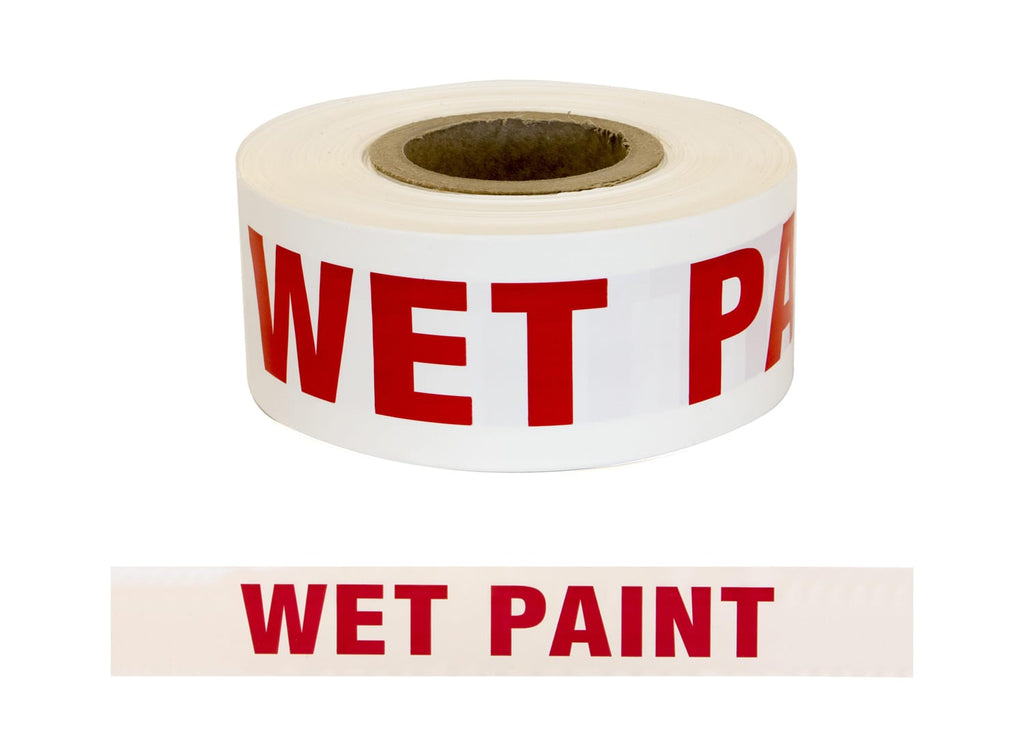 Esko Safety-Barrier Warning Tape "WET PAINT" Red on White, 75mm x 250m-Discount Workwear NZ