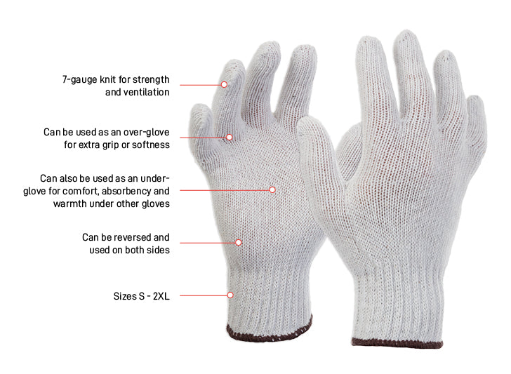 Esko-Esko Knitted Polycotton Glove, Plain White-Discount Workwear NZ