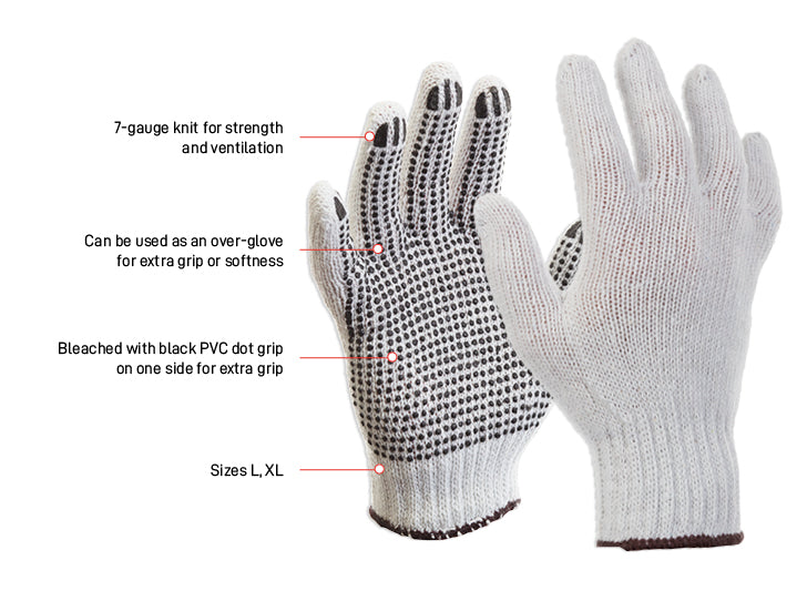 Esko Safety-Esko Polycotton knitted glove with black PVC grip dots on one side-Discount Workwear NZ