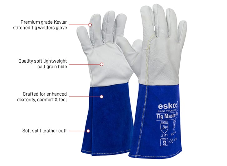 Esko Safety-TIG MASTER PRO, Premium Quality TIG Welder, very supple calf grain, Kevlar stitch, 39cm-Discount Workwear NZ