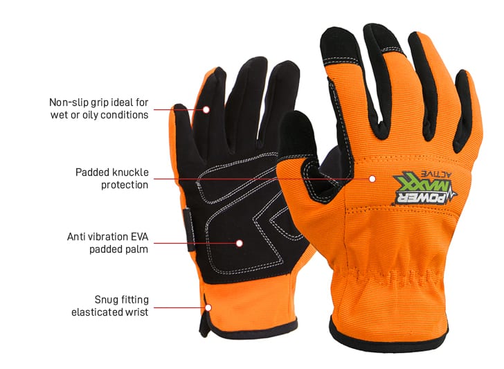 Esko Safety-POWERMAXX 'Active', Synthetic Mechanics Style All-Purpose Glove, Sizes S-2XL-Discount Workwear NZ