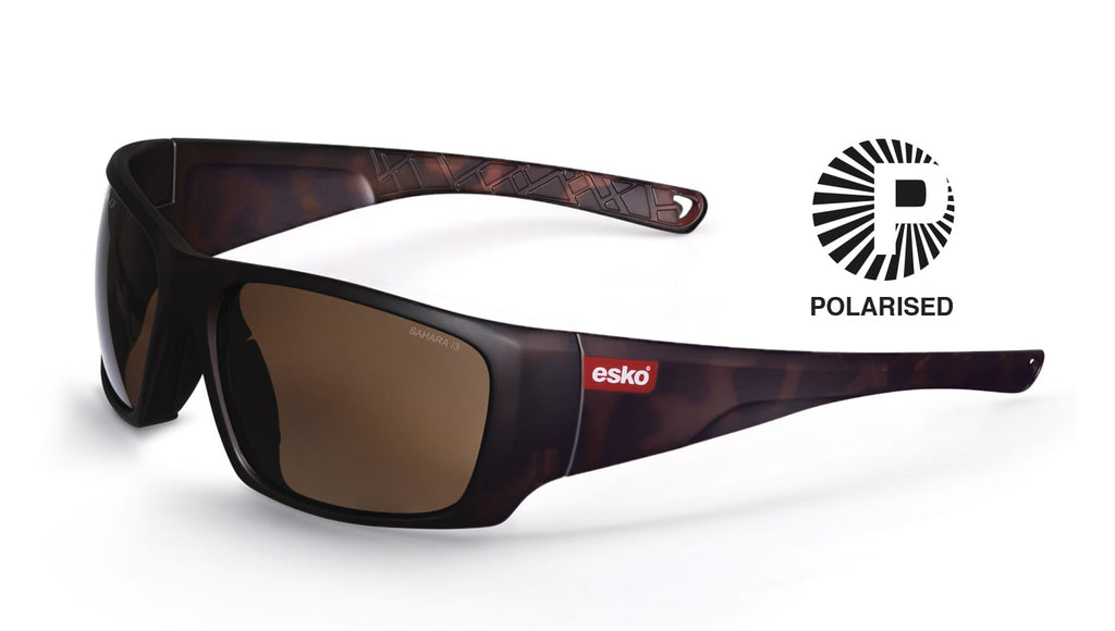 Esko-Sahara Safety Glasses, Matt Tortoiseshell Frame, Polarised Bronze Lens-Discount Workwear NZ