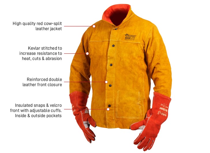 Esko Safety-Fusion Welders Jacket, Quality Chrome Leather, Kevlar Stitched, Sizes L-4XL-Discount Workwear NZ