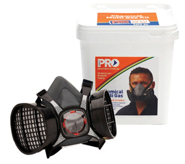 vendor-unknown-CHEMICAL KIT Assembled Half Mask with ABEK1 Cartridges in Reusable Bucket-Discount Workwear NZ