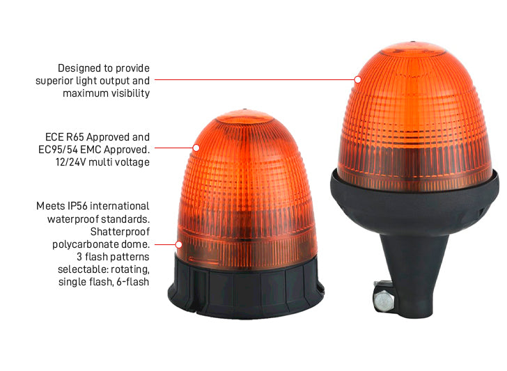 Esko Safety-MAXIFLASH LED beacon, 3 Flash Patterns, 12/24 Volt, 3-bolt Mounting-Discount Workwear NZ