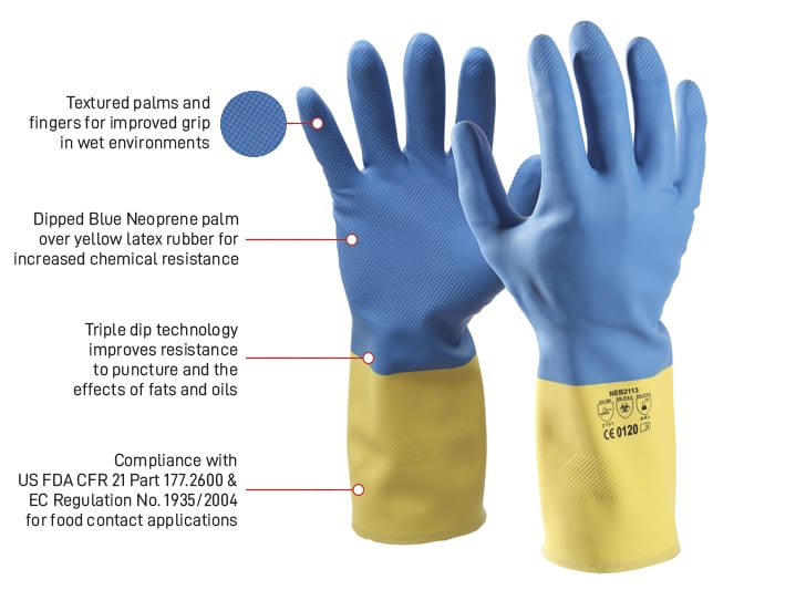 Esko Safety-Blue Neoprene glove, triple dipped, flock lining-Discount Workwear NZ