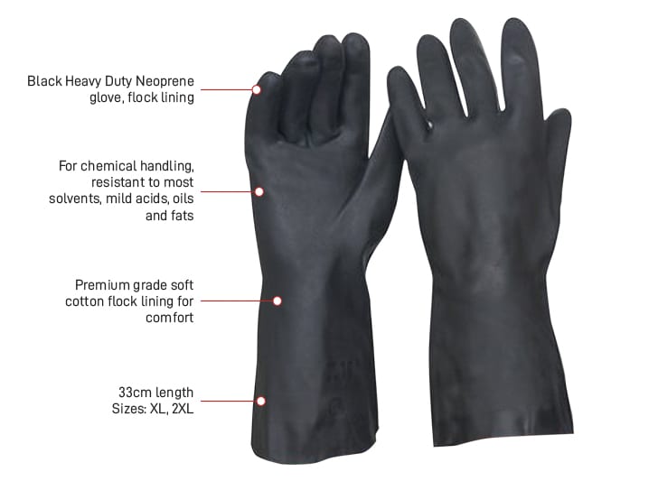 Esko Safety-Black Neoprene glove, heavy duty Neoprene, flock lining-Discount Workwear NZ