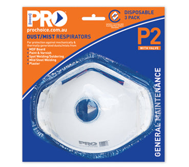 Paramount Safety-Respirator P2, With Valve. 3 Piece Blister Pack-Discount Workwear NZ