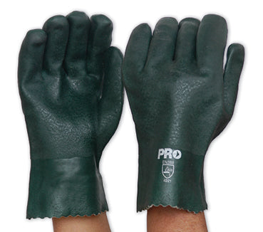 vendor-unknown-Green PVC 27cm Double Dipped Glove-Discount Workwear NZ