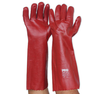 vendor-unknown-Red PVC Single Dip 45cm Gloves-Discount Workwear NZ