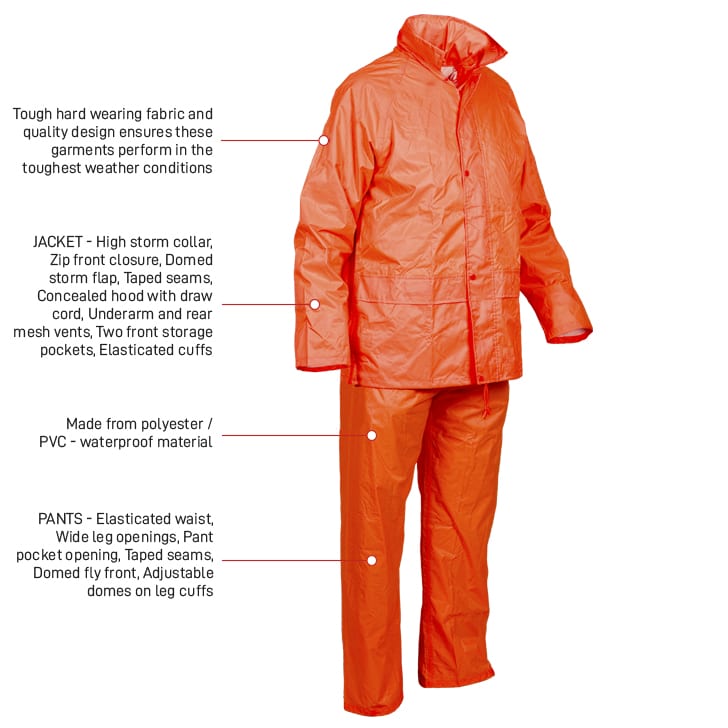 Esko Safety-Good2Glow Rainsuit, Jacket & Pant dual zip - Neon Orange , Size S-4XL-Discount Workwear NZ