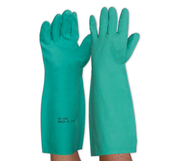 vendor-unknown-Green Nitrile Gauntlet Gloves-Discount Workwear NZ