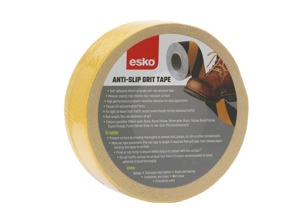 Esko Safety-ESKO GRIT TAPE Anti-Slip Tape, 50mm x 18m, Yellow-Discount Workwear NZ