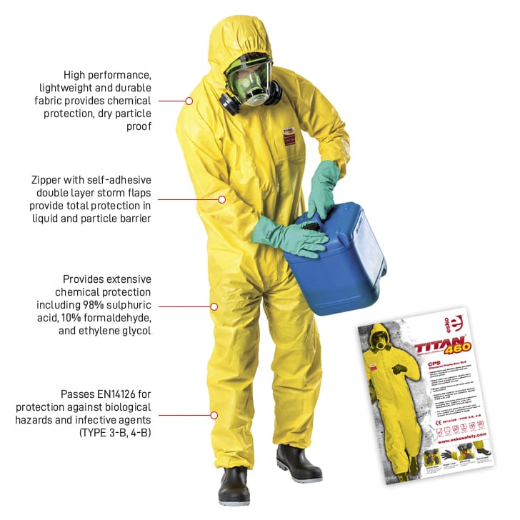 Esko Safety-TITAN 460 Chemical Protection Suit, yellow, biohazard, chemical & infection protection, M-2XL-Discount Workwear NZ