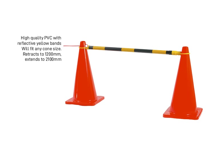 Esko Safety-Yellow/Black Extendable Cone Bar 1.2-2.1m-Discount Workwear NZ