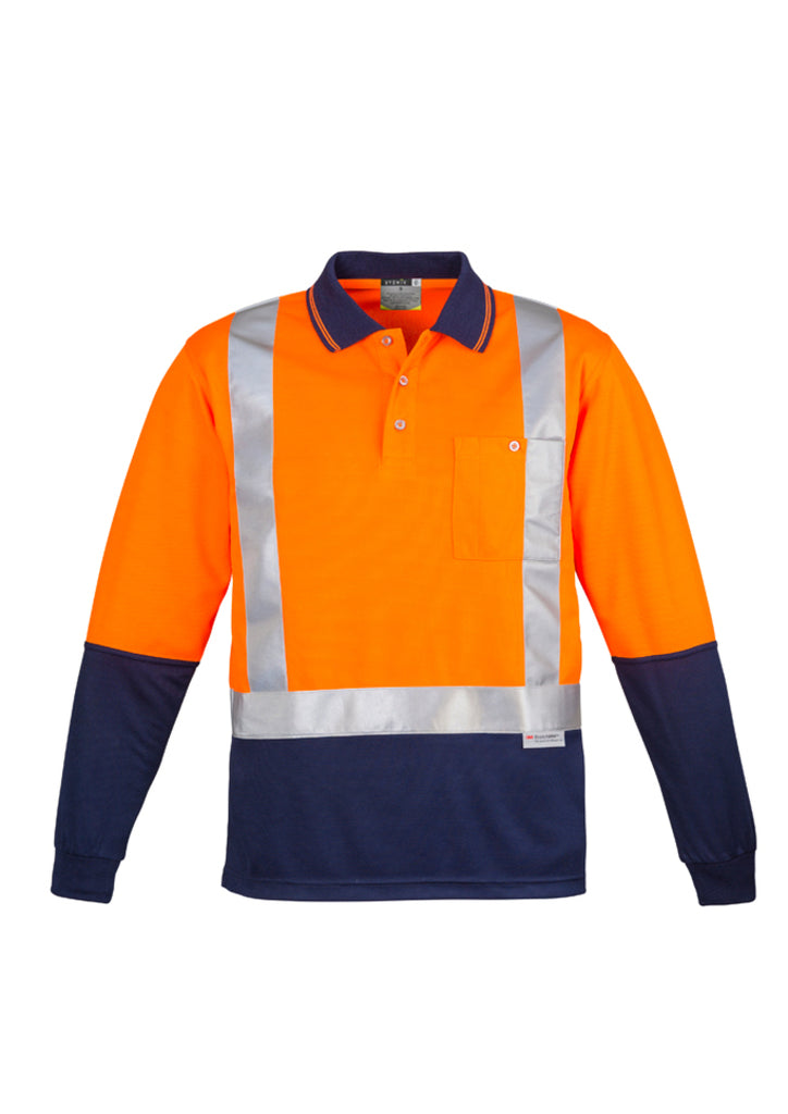 Syzmik-Syzmik Mens Hi Vis Spliced L/S Polo - Shoulder Taped-Discount Workwear NZ