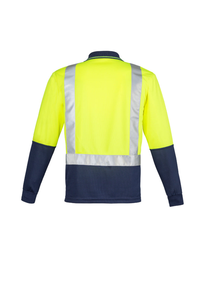 Syzmik-Syzmik Mens Hi Vis Spliced L/S Polo - Shoulder Taped-Discount Workwear NZ