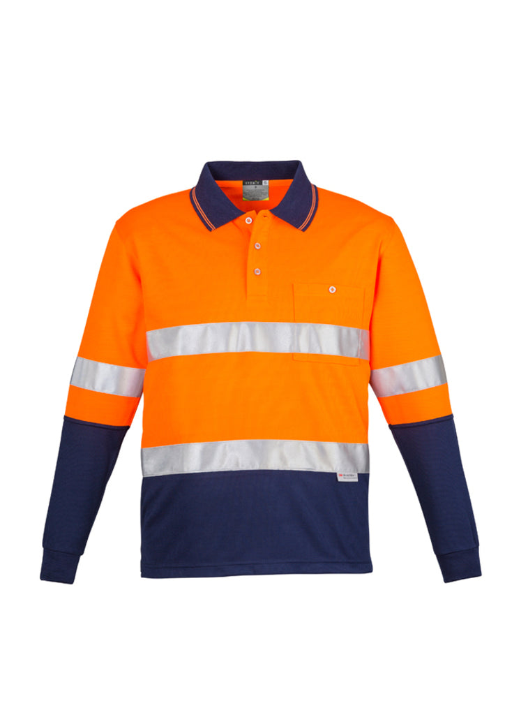 Syzmik-Syzmik Mens Hi Vis Spliced L/S Polo - Hoop Taped-Discount Workwear NZ