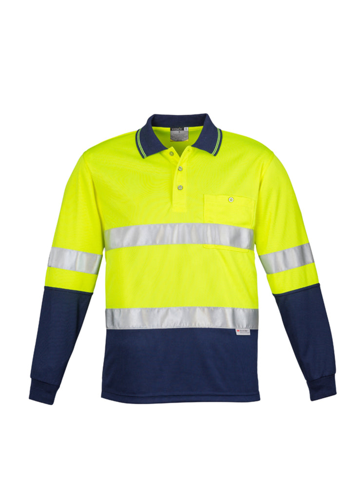 Syzmik-Syzmik Mens Hi Vis Spliced L/S Polo - Hoop Taped-Discount Workwear NZ