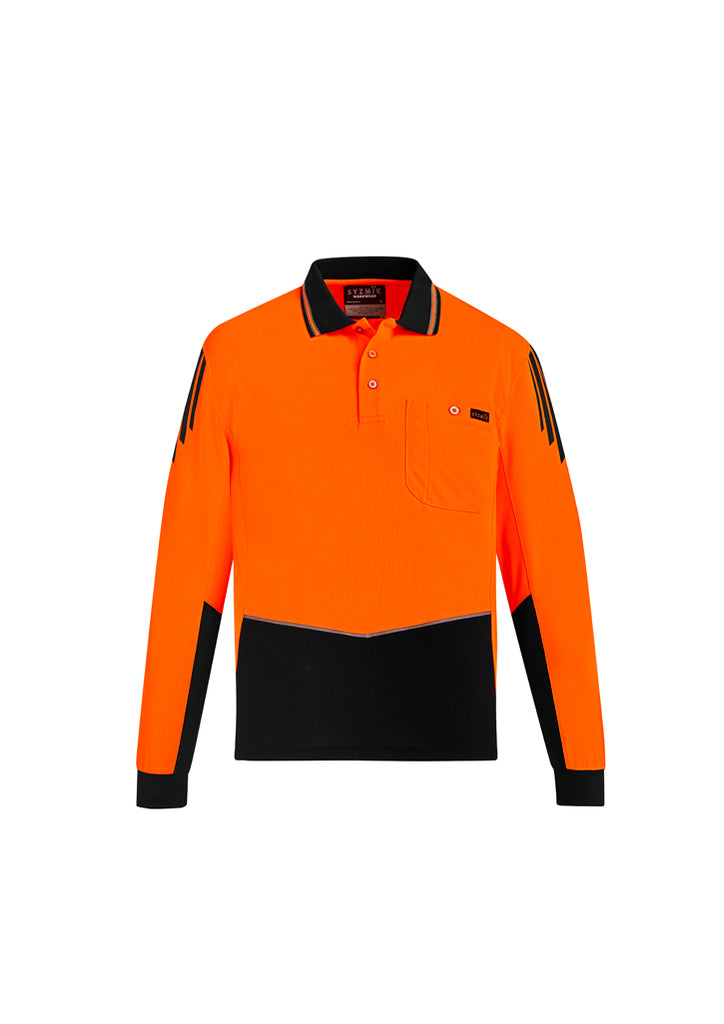 Syzmik-Syzmik Mens Hi Vis Flux L/S Polo-Discount Workwear NZ