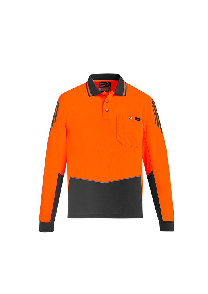 Syzmik-Syzmik Mens Hi Vis Flux L/S Polo-Discount Workwear NZ