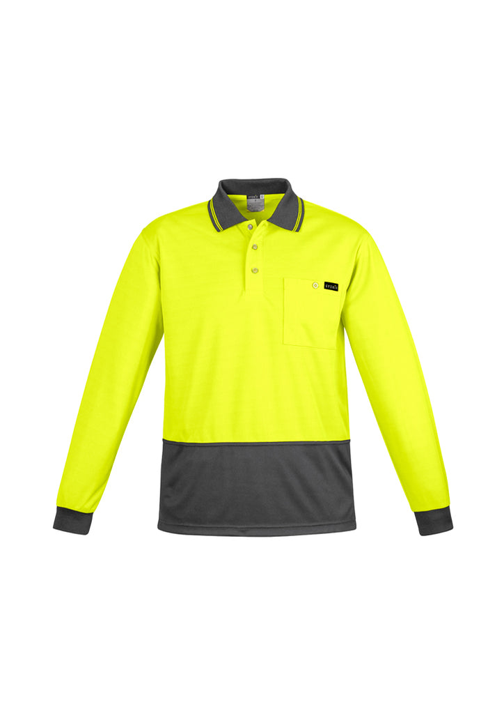 Syzmik-Syzmik Mens Hi Vis Comfort Back L/S Polo-Discount Workwear NZ