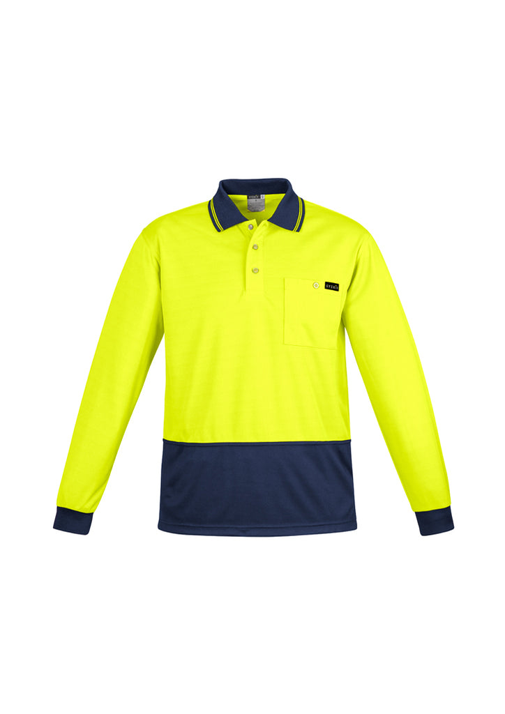 Syzmik-Syzmik Mens Hi Vis Comfort Back L/S Polo-Discount Workwear NZ