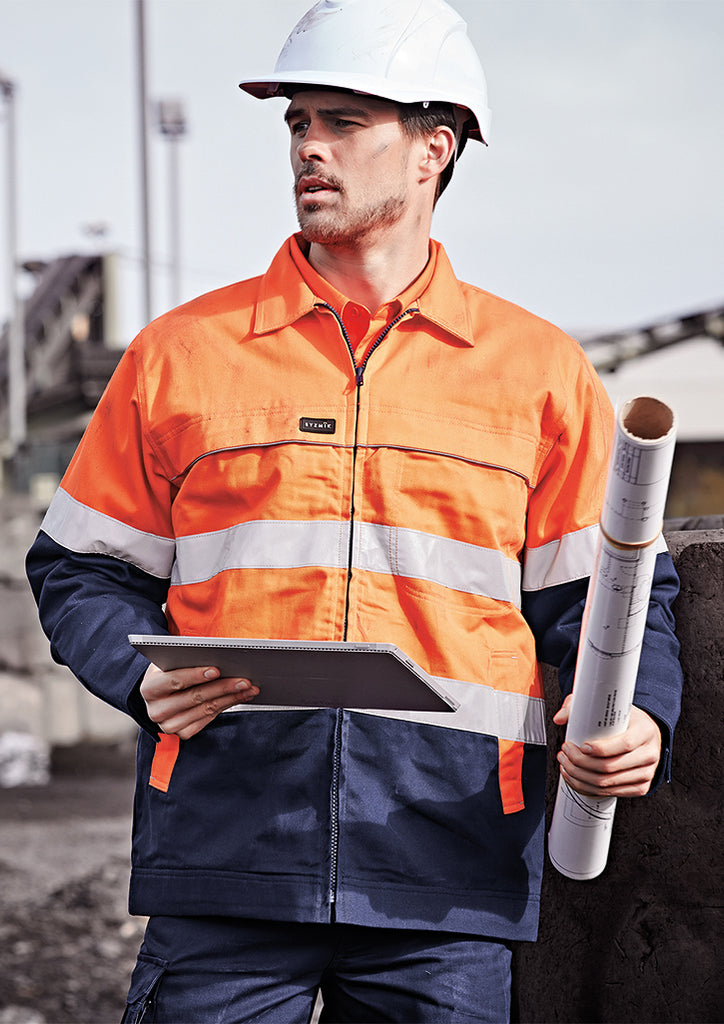 Syzmik-Syzmik Mens Hi Vis Cotton Drill Jacket-Discount Workwear NZ