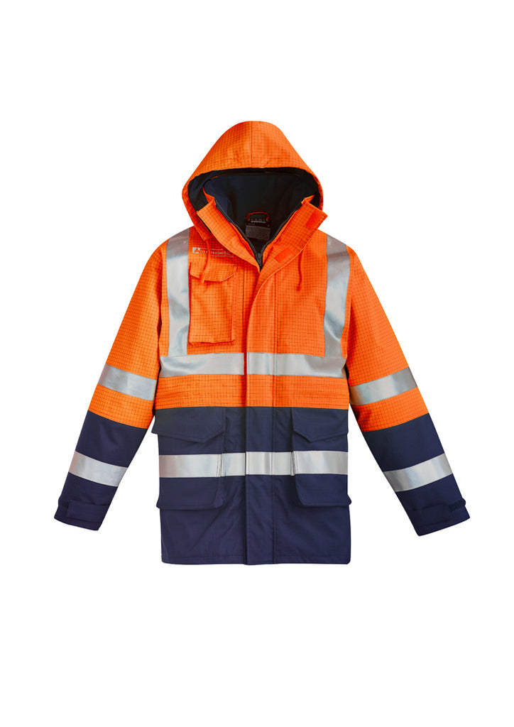 Syzmik-Syzmik Mens Orange Flame Arc Rated Anti-Static Waterproof Jacket-Discount Workwear NZ