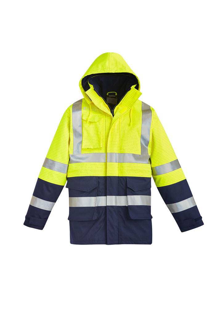 Syzmik-Syzmik Mens Orange Flame Arc Rated Anti-Static Waterproof Jacket-Discount Workwear NZ